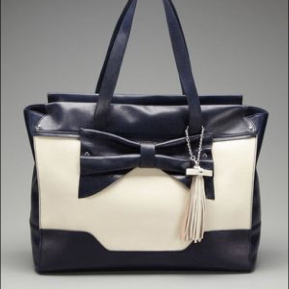 NWOT Nanette Lepore Navy Colored Large Bow Tote